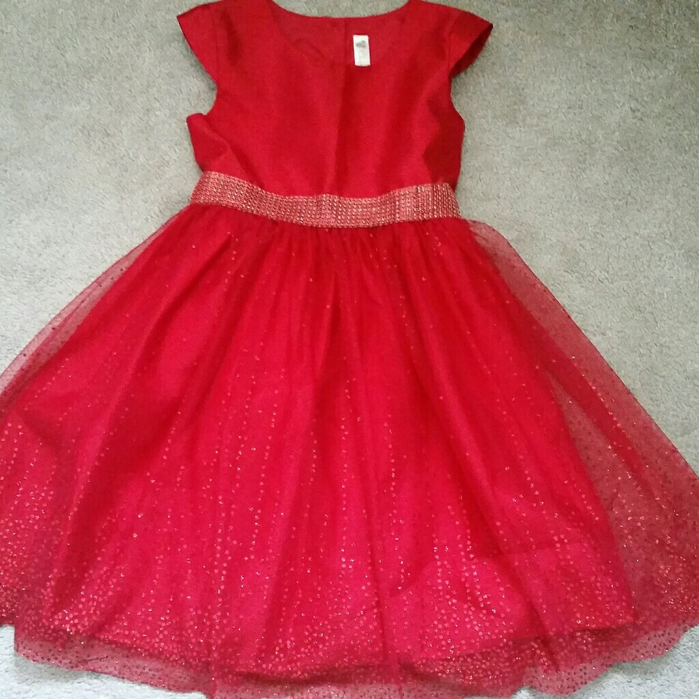 Sparkling Red Girls Holiday Christmas Dress M 7-8